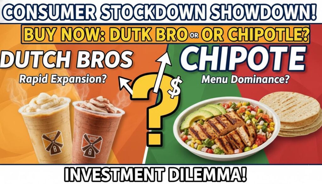Stock price charts comparing Dutch Bros and Chipotle on a financial dashboard