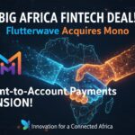 Illustration of digital payment networks connecting African countries with Flutterwave and Mono elements