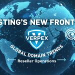 Map overlay with domain extensions highlighting global reseller hosting trends