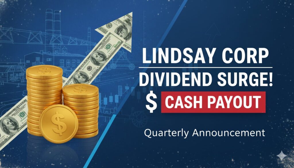 Stock exchange board displaying Lindsay Corporation ticker LNN with upward arrow