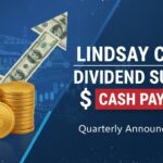 Stock exchange board displaying Lindsay Corporation ticker LNN with upward arrow