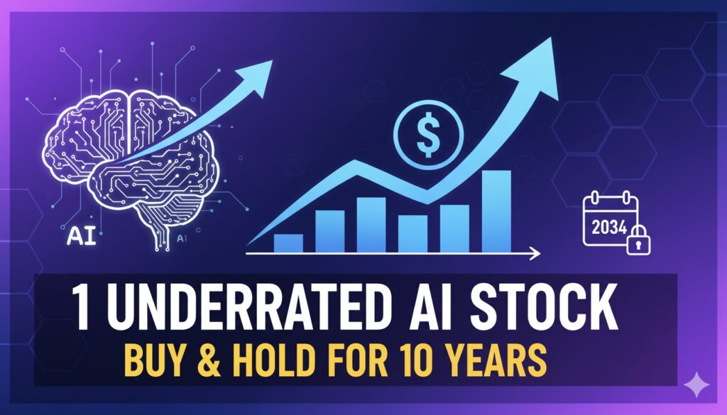 Stock chart of Micron Technology with upward trend overlayed on AI circuit board