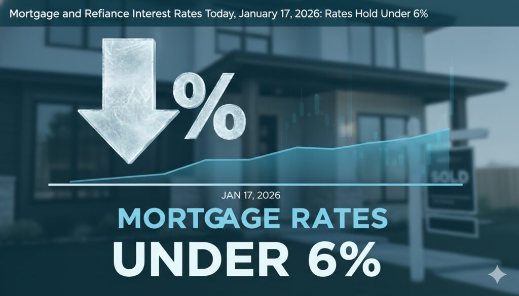 Graph showing downward trend in mortgage rates holding under 6 percent