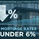 Graph showing downward trend in mortgage rates holding under 6 percent
