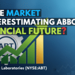 Chart showing Abbott Laboratories (ABT) stock price trend with financial metrics overlay highlighting earnings growth and valuation.
