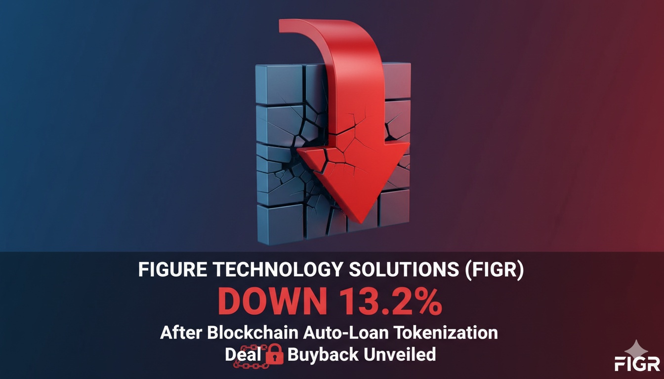Line chart showing Figure Technology Solutions (FIGR) stock price dropping sharply after recent announcements