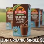 Horizon Organic No Added Sugar 1% Lowfat Chocolate Milk single-serve boxes displayed on a kitchen counter