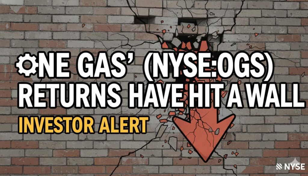 Line chart depicting ONE Gas stock price and ROCE trends over five years