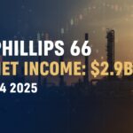 Aerial view of a Phillips 66 oil refinery with processing units and storage tanks under clear skies