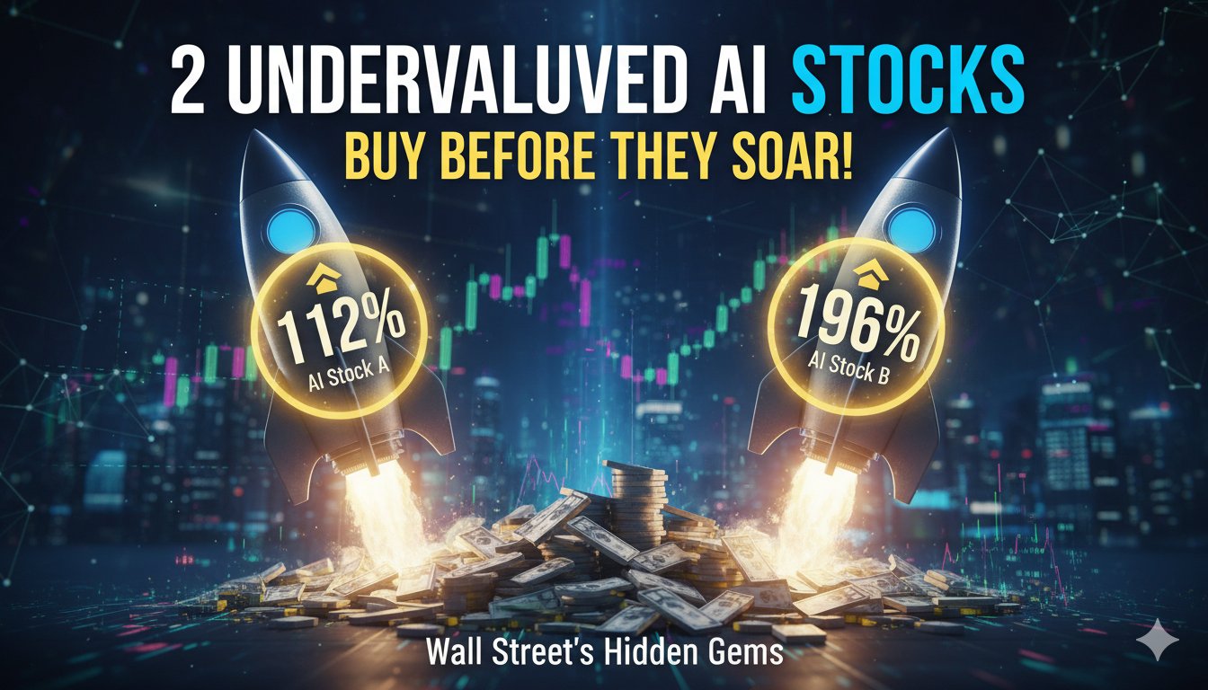 Chart showing The Trade Desk and Datadog stock price targets with significant upside potential in AI sector