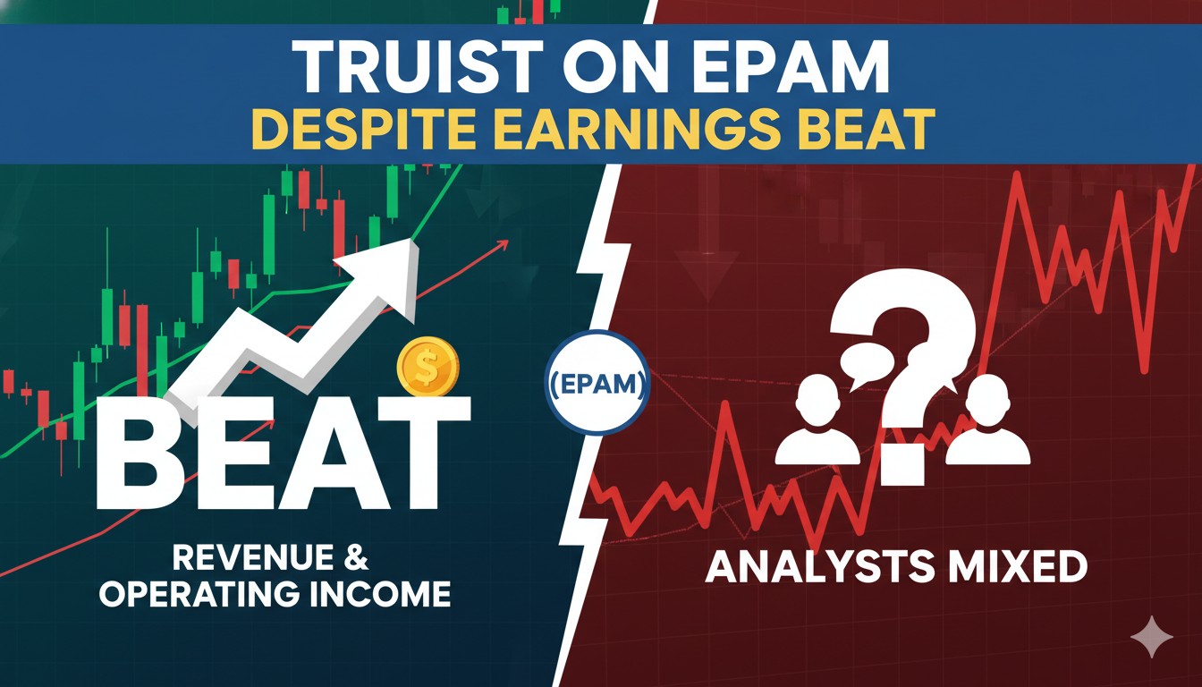 Stock chart and analyst notes highlighting EPAM Systems share price movement after Q4 earnings beat and Truist price target reduction.