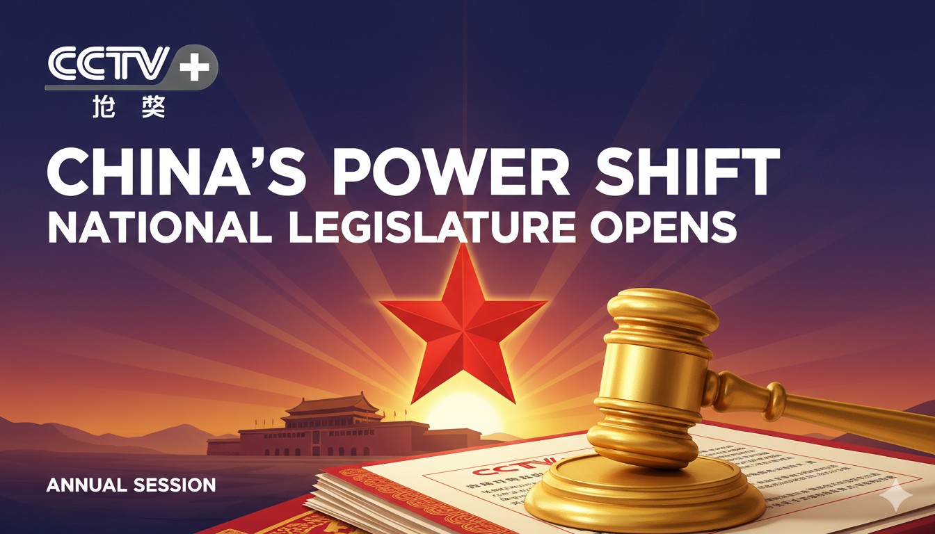 Chinese Premier Li Qiang delivering the government work report at the opening of the 14th National People's Congress fourth session in Beijing's Great Hall of the People.