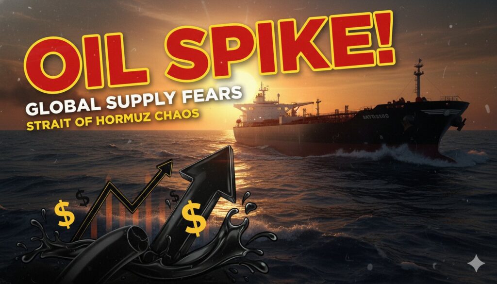 Dramatic view of oil tankers anchored near the Strait of Hormuz amid rising tensions and supply disruptions