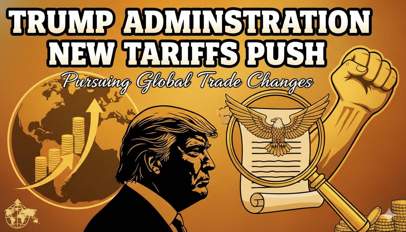 President Trump signing trade proclamation on tariffs with American flag in background